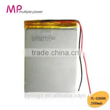 2016 MP Newest Brand 3.7V 2450mah Li Polymer Battery With PCB Lithium Rechargeable Battery