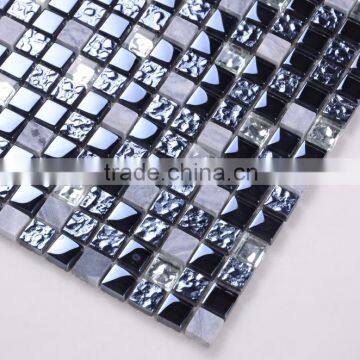 SD020 Hot Sale 15*15 Square Stone Mix Glass Backsplash Tile Mosaic photo-5