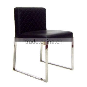 black leather stainless steel legs dining room chair