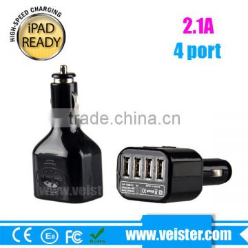 5V2.1A 4 Port USB Car Charger For iPad / iPhone