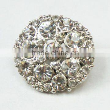 Fashion Button Round Crystal Rhinestone Silver Button