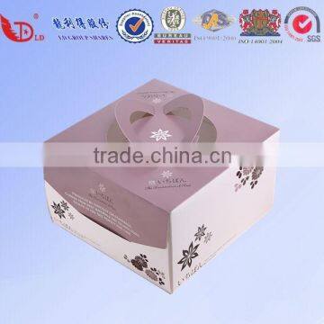 Custom white papercard handle folding cake boxes