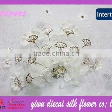 Handmade Mesh Fabric Flower with Metal Stem Wedding Accessories