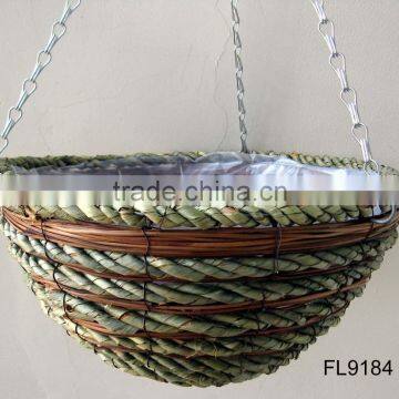 Palm Leaf Rope and Fern Hanging Basket