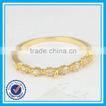 Brief Style Fancy Women Golden Ring cz Crystal 14k Thin Gold Ring photo-2