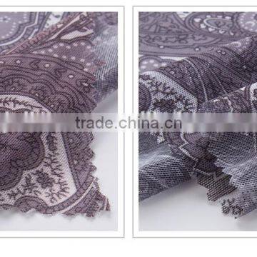 Grey Cashew Nuts Flower Mesh Spandex Nylon N7020 60gsm Elastic Printing Fabric OEKO 100 photo-4