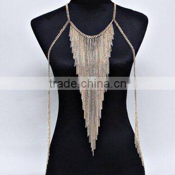 Gold And Silver Plated Long Necklace Fashionable Body Chain Jewelry photo-2