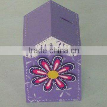 wooden purple flower monery box