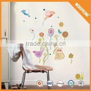 Fashion none-toxic wall decal, cartoon animal 3d wall sticker