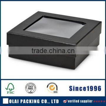 luxury black chocolate gift box with window