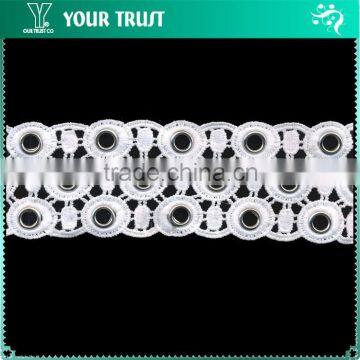 Silver Round 11MM White Cross Polyester Lace Metal Grommet Eyelet Trimming