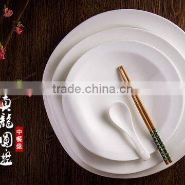 Ceramic unique dinner white round deep Plate and dish for home hotel