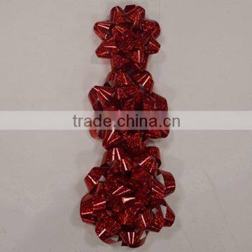 Glittery Red Colour Holographic PP Star Bow For The Gift Box Packaging