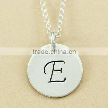 High Polish stainless steel alphabet E charms pendant necklace wholesale letter charms