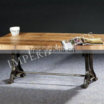 INDUSTRIAL FURNITURE IRON WOOD COFFEE TABLE