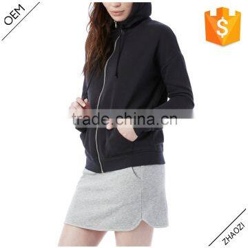 2016 Fall and Winter Black Drawstring Mock Turtleneck Wholesale Plain Zip Hoodies photo-3