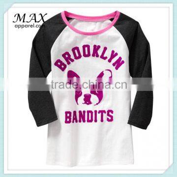 Wholesale kids t-shits fashion new style girls t shirts custom print raglan t shirts