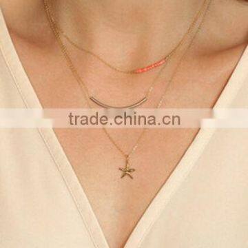 Simple Style Silver Plated Beautiful Jewelry Chain Starfish Pendant Necklace