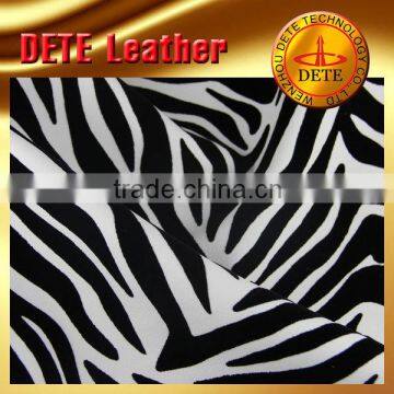 textile leather products upholstery fabrics with zebra pattern PU synthetic leather for bag,sofa