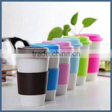 Factory direct sale ceramic coffee mug with silicone lid