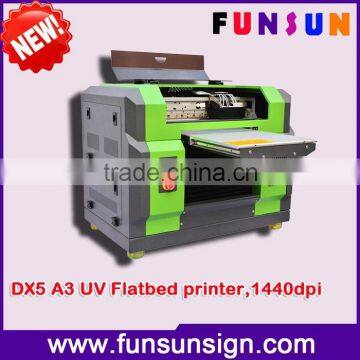 2016 new design A3 UV flatbed pen printer for printing iphone case with one original dx5 head