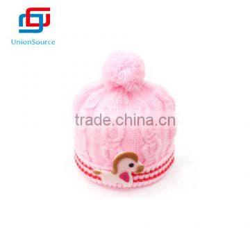 New Style Lovely Warm Knitted Winter Kids Pink Hat