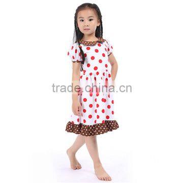 Hot Pink Red Dots With Brown Ruffle Summer Boutique Baby Girl Dress Candy Baby Girl Beautiful Fancy Dress photo-5