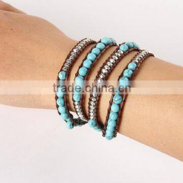 Pure Natural Turquoise Bracelets Lady National Wind String Multilayer Collocation is Pure Manual photo-4