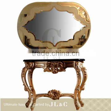 Newly Luxury Latest design solid wood luxury wooden JT13-09 + JM71-02 console table with mirror- JL&C Furniture