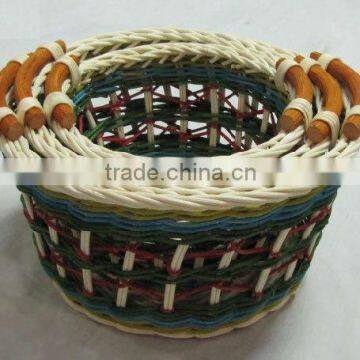 set 3 zigzag weaving craft basket-rattan material