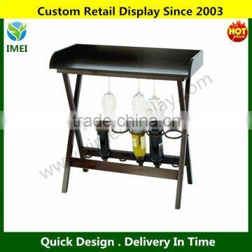 Wood Metal Tray Table 6 Bottle Wine Rack YM5-1591