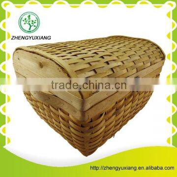 hot sell treasure chest box hand-crafted woven picnic wooden basket with cover