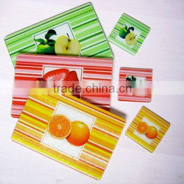 Square Promotional Tempered Glass Teacup Coasters With Silicon Mats photo-2