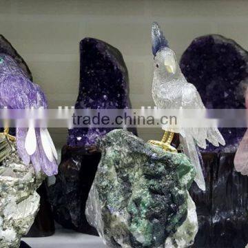 Lovely Wedding Decoration Crystal Stone Bird Carving