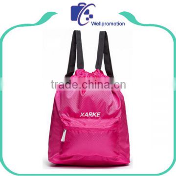 Promotional pink ripstop drawstring shoe bag custom logo