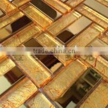 Stainless Steel Mix Gold Foil Glass Mosaic Backsplash Tile