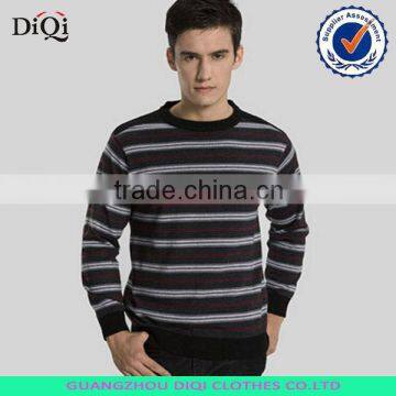 round neck knitting strip pollover men sweater