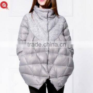 2015 women's new fashion winter high collar quilted long down jacket