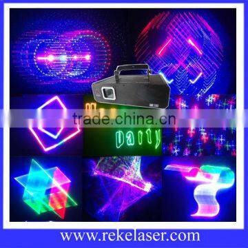 Full color rgb 1 watt 3d lazer light with 5 types terrific effects in one light