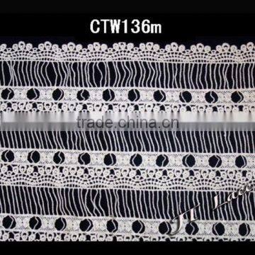 China factory cotton embroidery fabric lace for fashion garment CTW136m