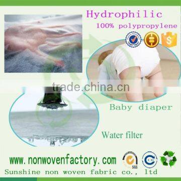 Hydrophilic pp spunbond nonwoven fabric baby diaper raw material water absorbing material