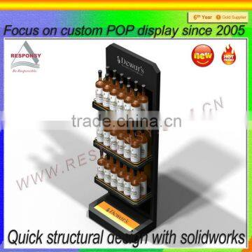 floor POP custom liquor bottle shelf display for shopping mall