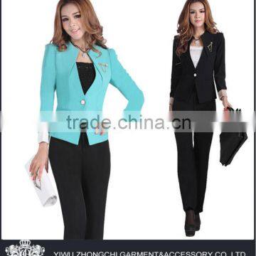 one button no lapel fashion lady suit