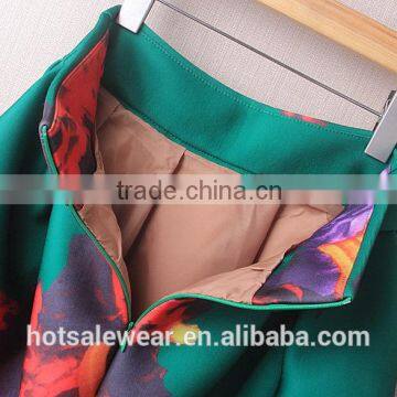 Modern Women Pattern Midi Length Skirt Floral Printed A Line Knee Length Skirt PH-9218 photo-6