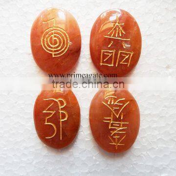 Red Aventurine Oval Shape Usai Reiki Set | Reiki Healing Stones