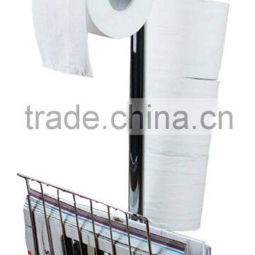Toilet Paper Dispenser Stand With Magazine Rack, Chrome Plated photo-2