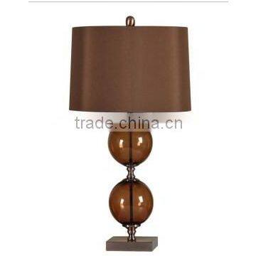 Israel style square metal base dark red glass balls table lamp with barrel lamp shade for home lighting