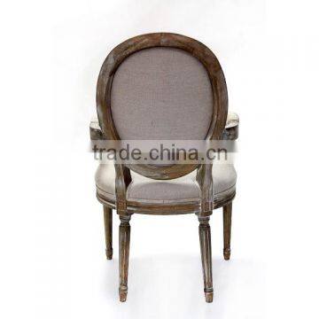 Country garden classic carved fabric oak wooden chair