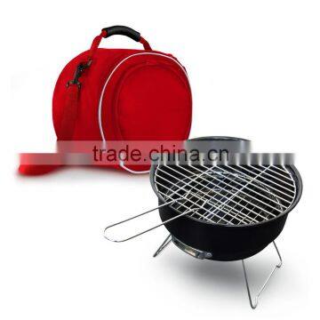 BBQ Grill 10 inch mini charcoal BBQ grill with cooler bag