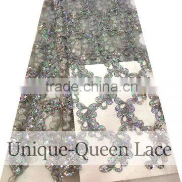 2016 Fashion African Lace Fabrics / French Tulle Lace Embroidered Nigeria Laces With Sequins/nigeria Laces photo-4